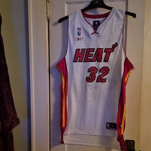 Reebok O'Neal #32 Heat White and Red Basketball Jersey